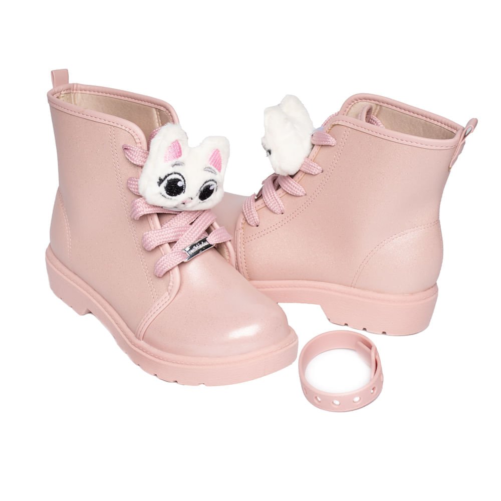 Bota Infantil Molekinha Paris Cano Médio Glitter Rosa Rosa 5