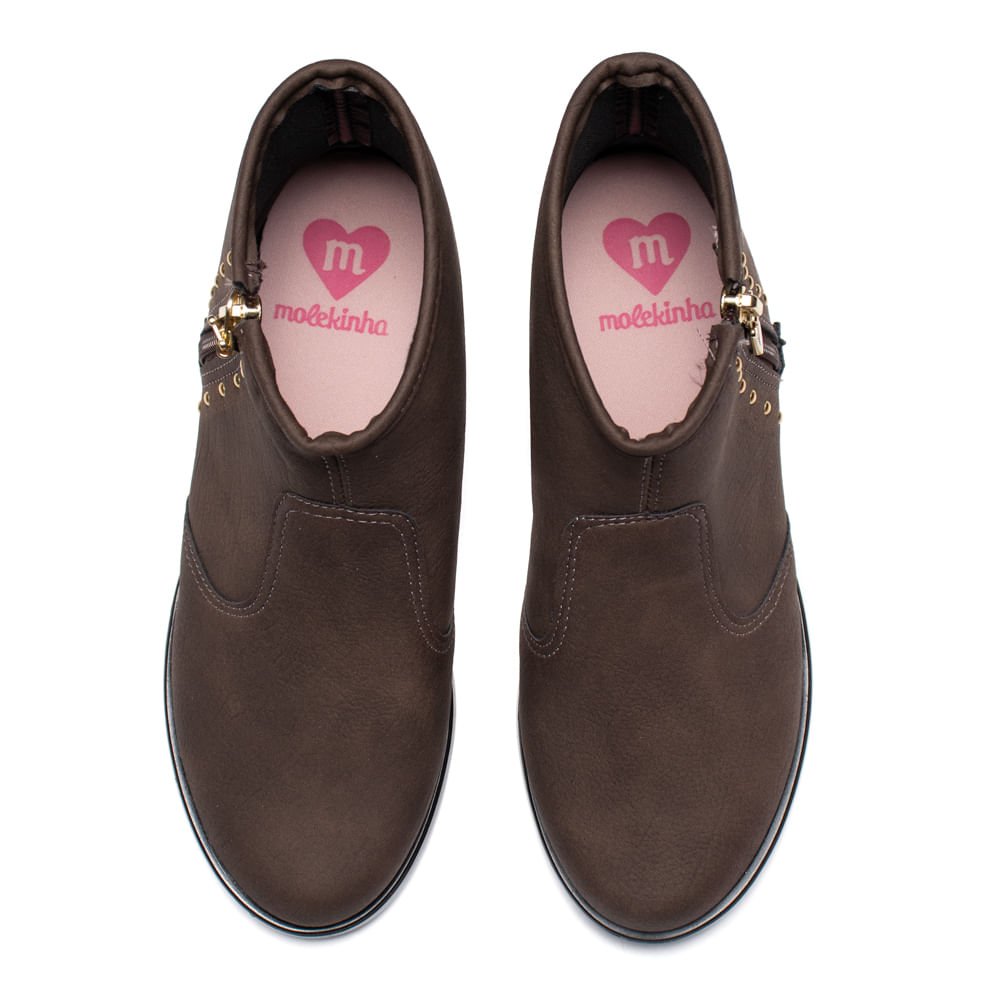 Bota Infantil Molekinha Cano Médio Marrom Escuro Marrom 4
