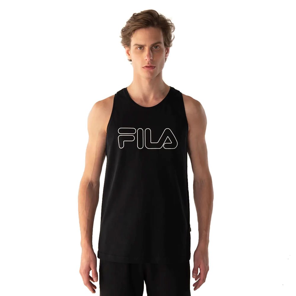 Regata Masculina Fila Letter Outline Preto/branco
