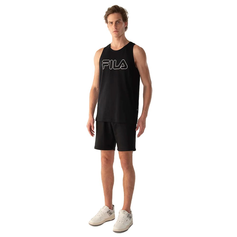 Regata Masculina Fila Letter Outline Preto/branco Preto 3