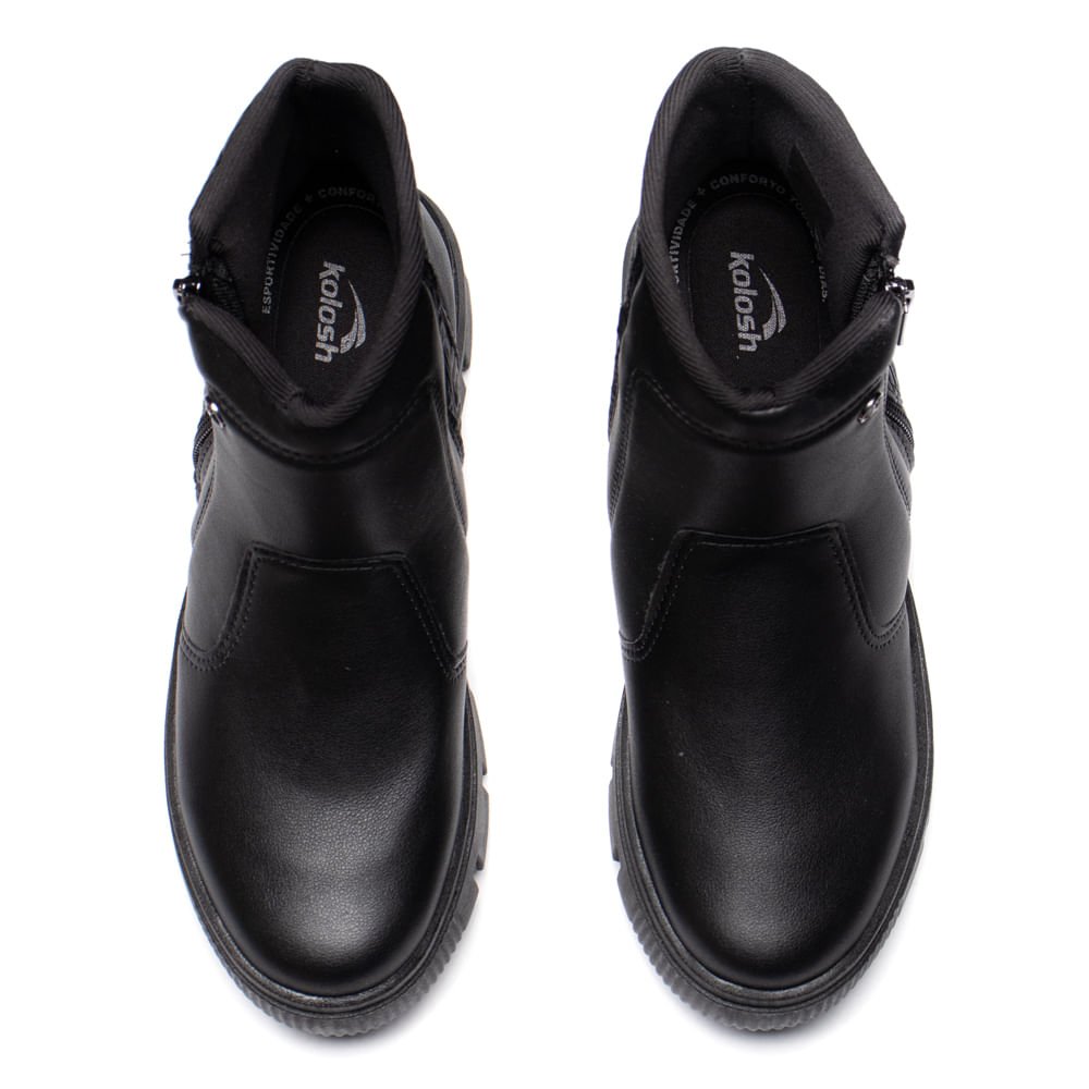 Bota Feminina Kolosh Cano Curto Tratorado Napa Preto Preto 4