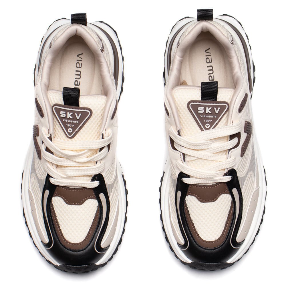 Tênis Feminino Via Marte Nobuck Estilo Marrom/Branco Marrom/Branco 4