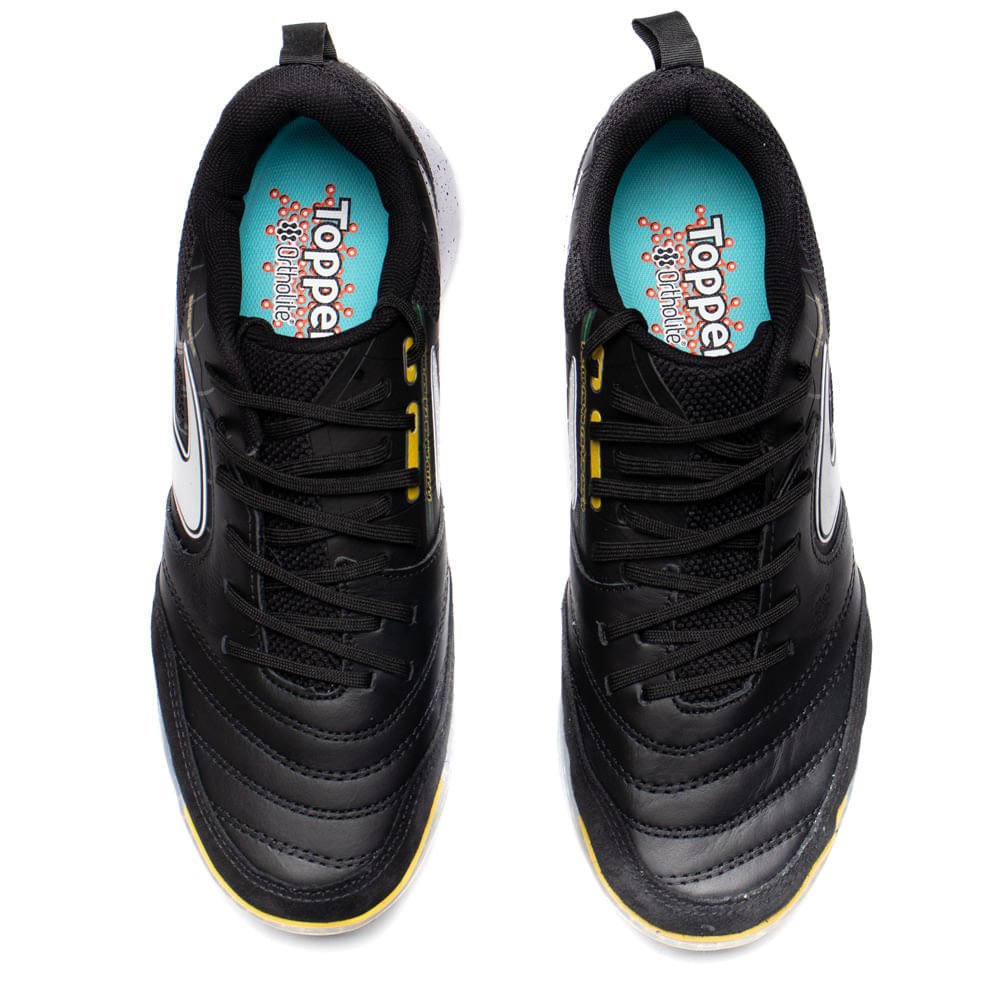 Chuteira Masculina Topper Futsal Lethal Preto/Amarelo Preto 4