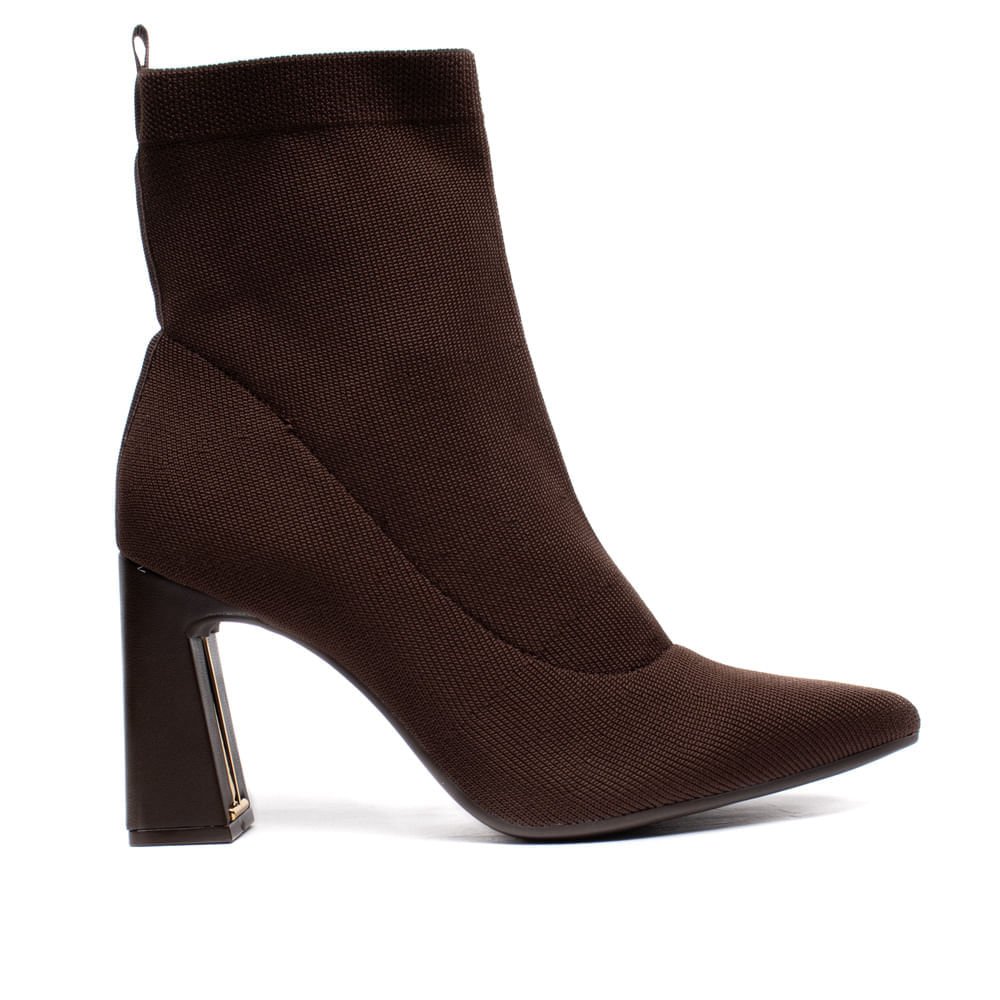 Bota Feminina Via Marte Tech Knit Salto Bloco Marrom