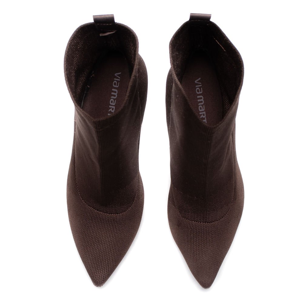 Bota Feminina Via Marte Tech Knit Salto Bloco Marrom Marrom 4