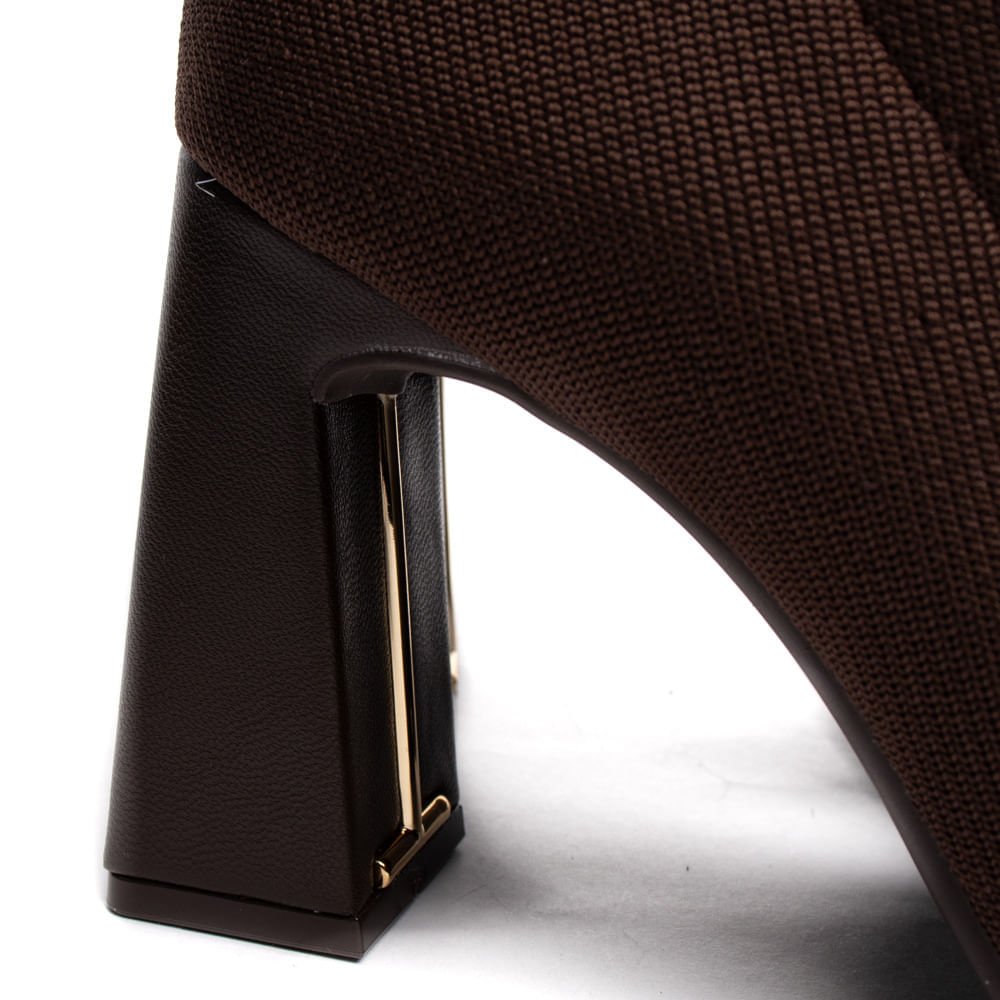 Bota Feminina Via Marte Tech Knit Salto Bloco Marrom Marrom 5