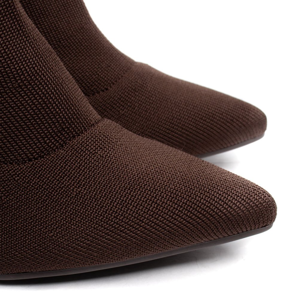 Bota Feminina Via Marte Tech Knit Salto Bloco Marrom Marrom 6