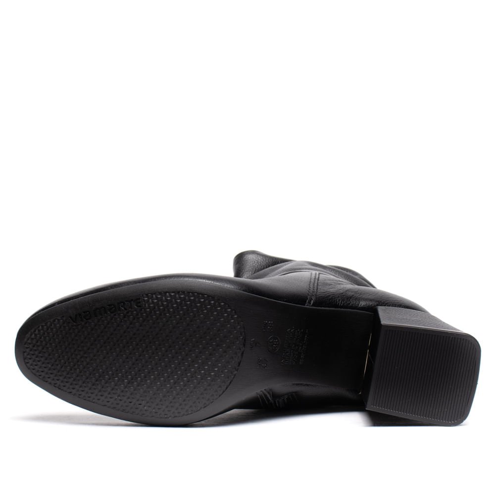 Bota Feminina Via Marte Slouch Salto Bloco Couro Preto Preto 2