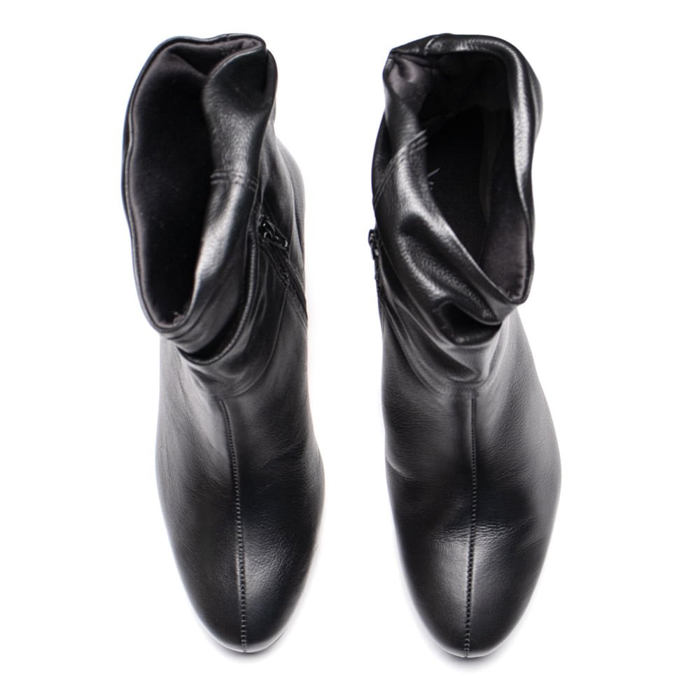 Bota Feminina Via Marte Slouch Salto Bloco Couro Preto Preto 4
