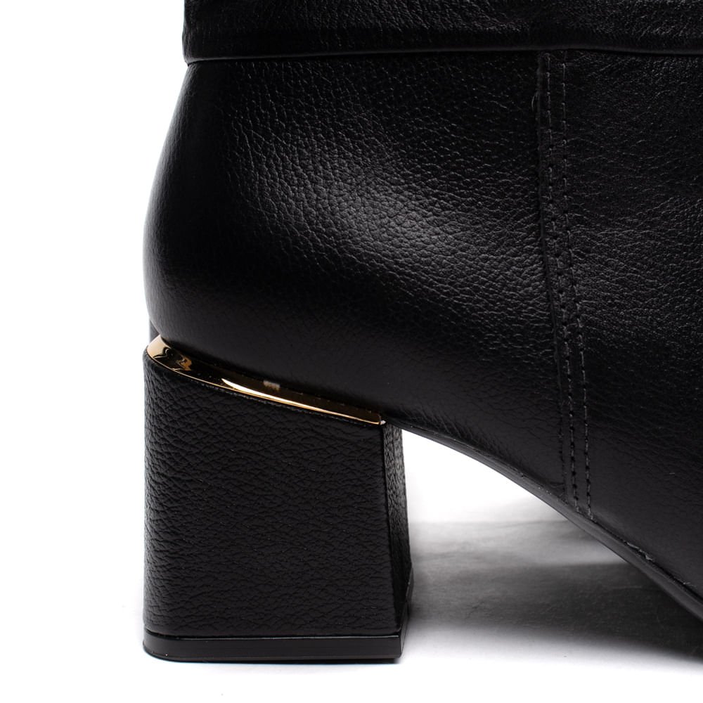 Bota Feminina Via Marte Slouch Salto Bloco Couro Preto Preto 5