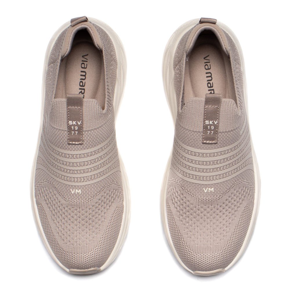 Tênis Feminino Via Marte Tech Knit Slip-On Cinza Cinza 4