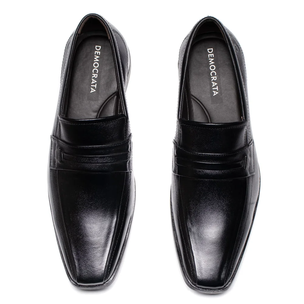 Sapato Masculino Democrata Unique Couro Elegante Preto Preto 4