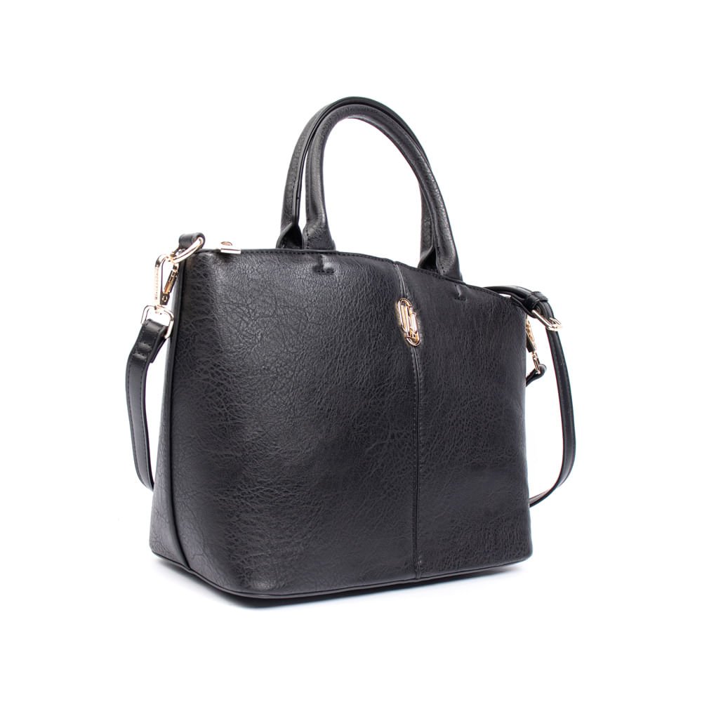 Bolsa Feminina WJ Tiracolo Média Burnished Preto Preto 3