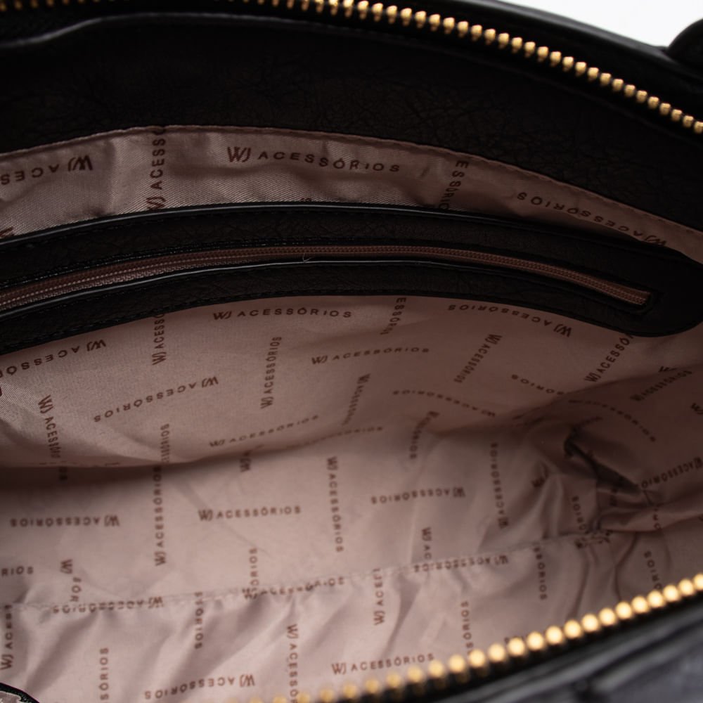Bolsa Feminina WJ Tiracolo Média Burnished Preto Preto 5