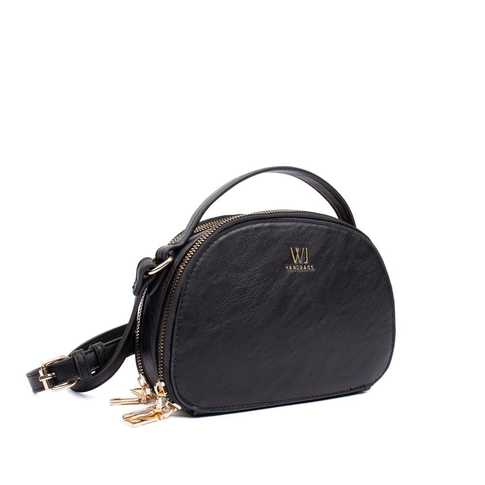 Bolsa Feminina WJ Transversal Pequena Burnished Preto Preto 3