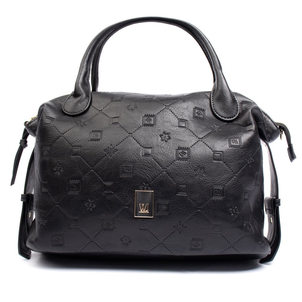 Bolsa Feminina WJ Baú Grande Monograma Preto