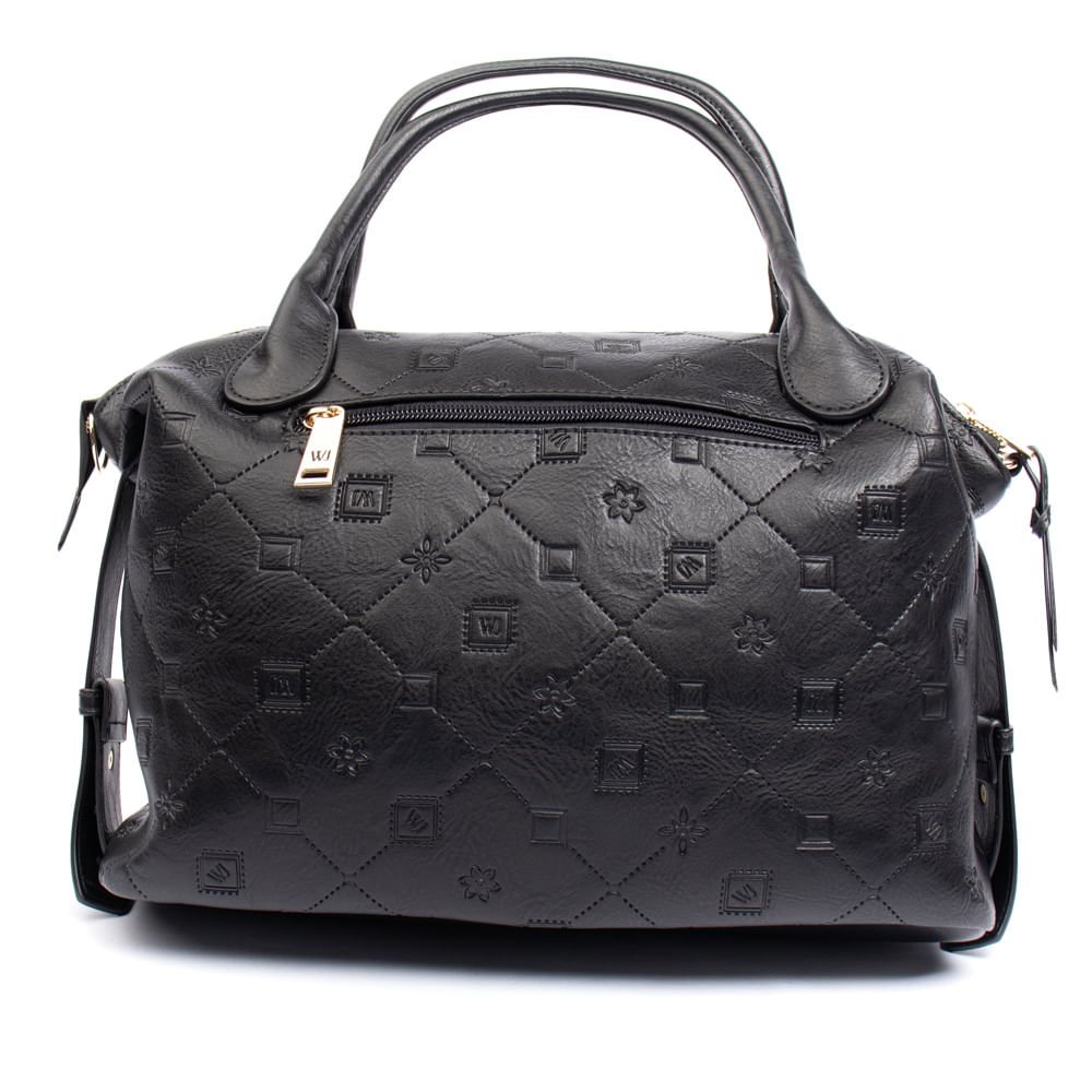 Bolsa Feminina WJ Baú Grande Monograma Preto Preto 2