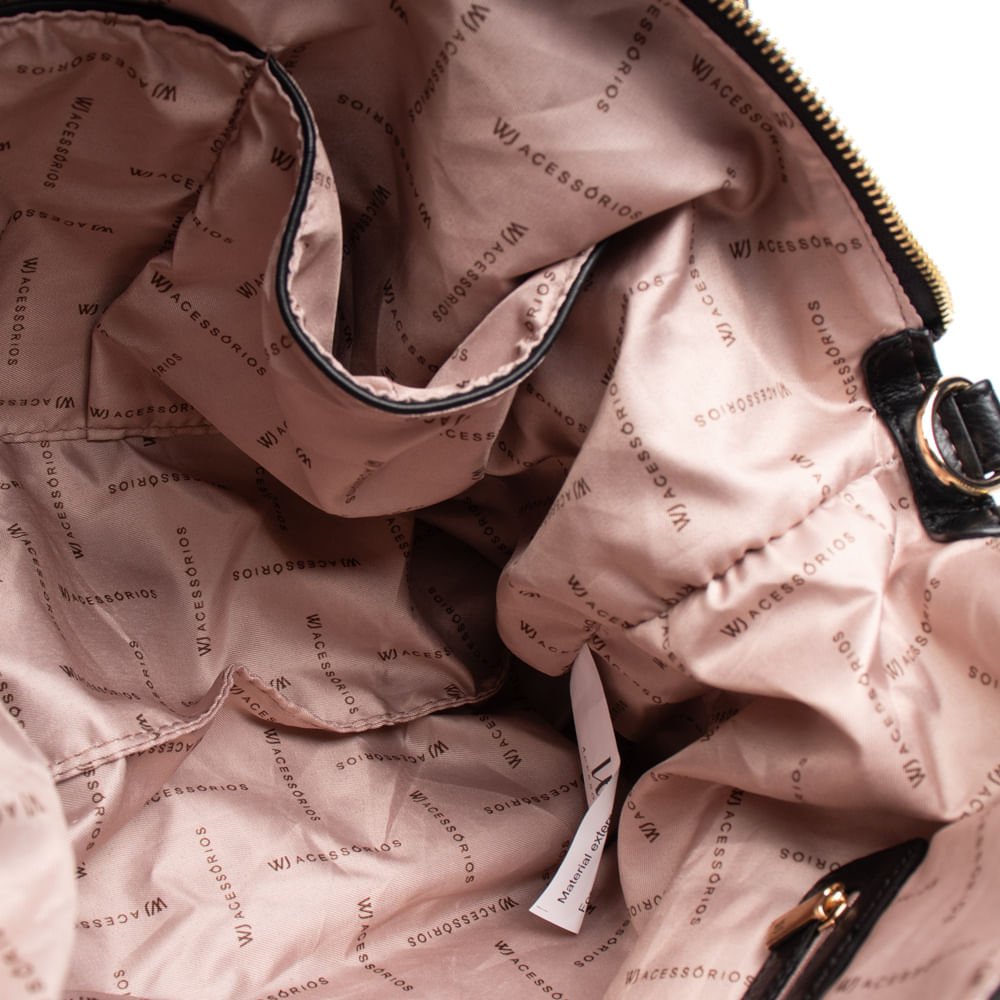 Bolsa Feminina WJ Baú Grande Monograma Preto Preto 4