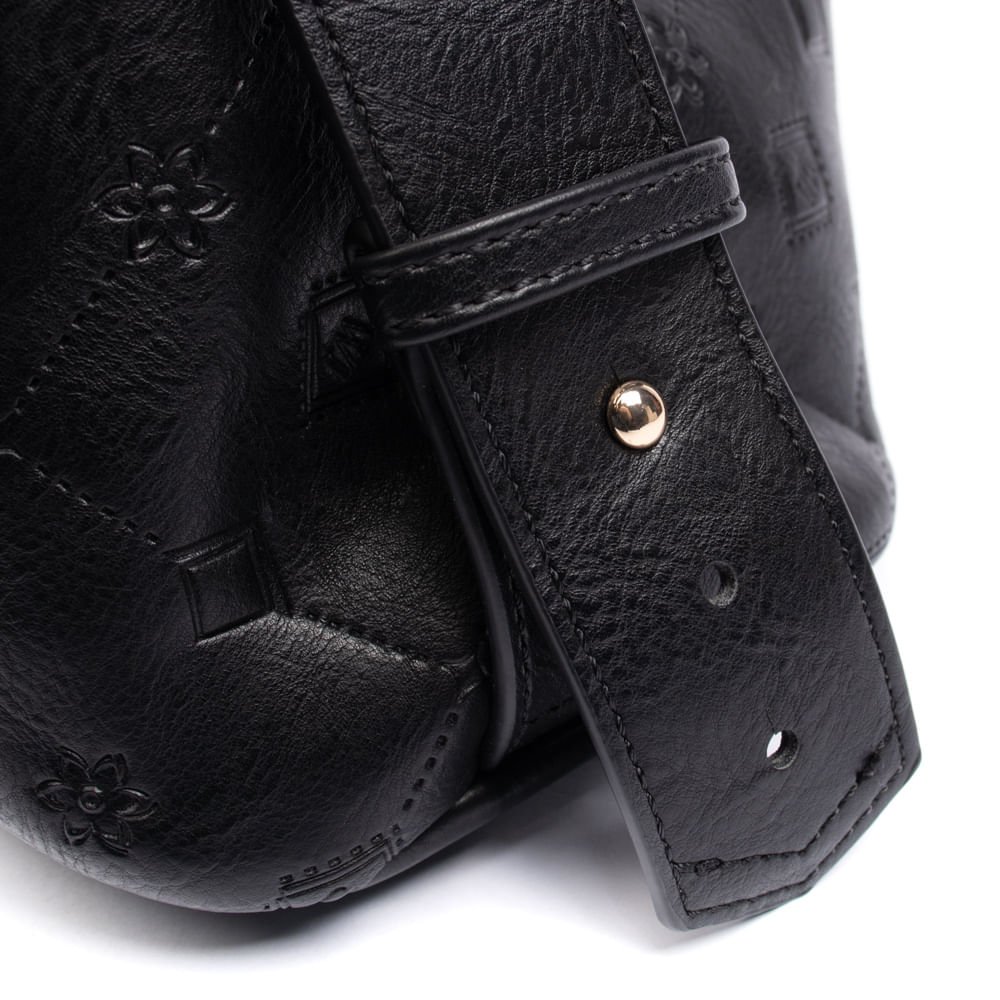 Bolsa Feminina WJ Baú Grande Monograma Preto Preto 5