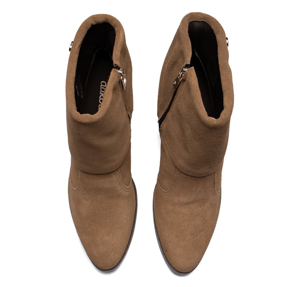 Bota Feminina Dakota Cano Curto Couro Camurça Marrom Marrom 4