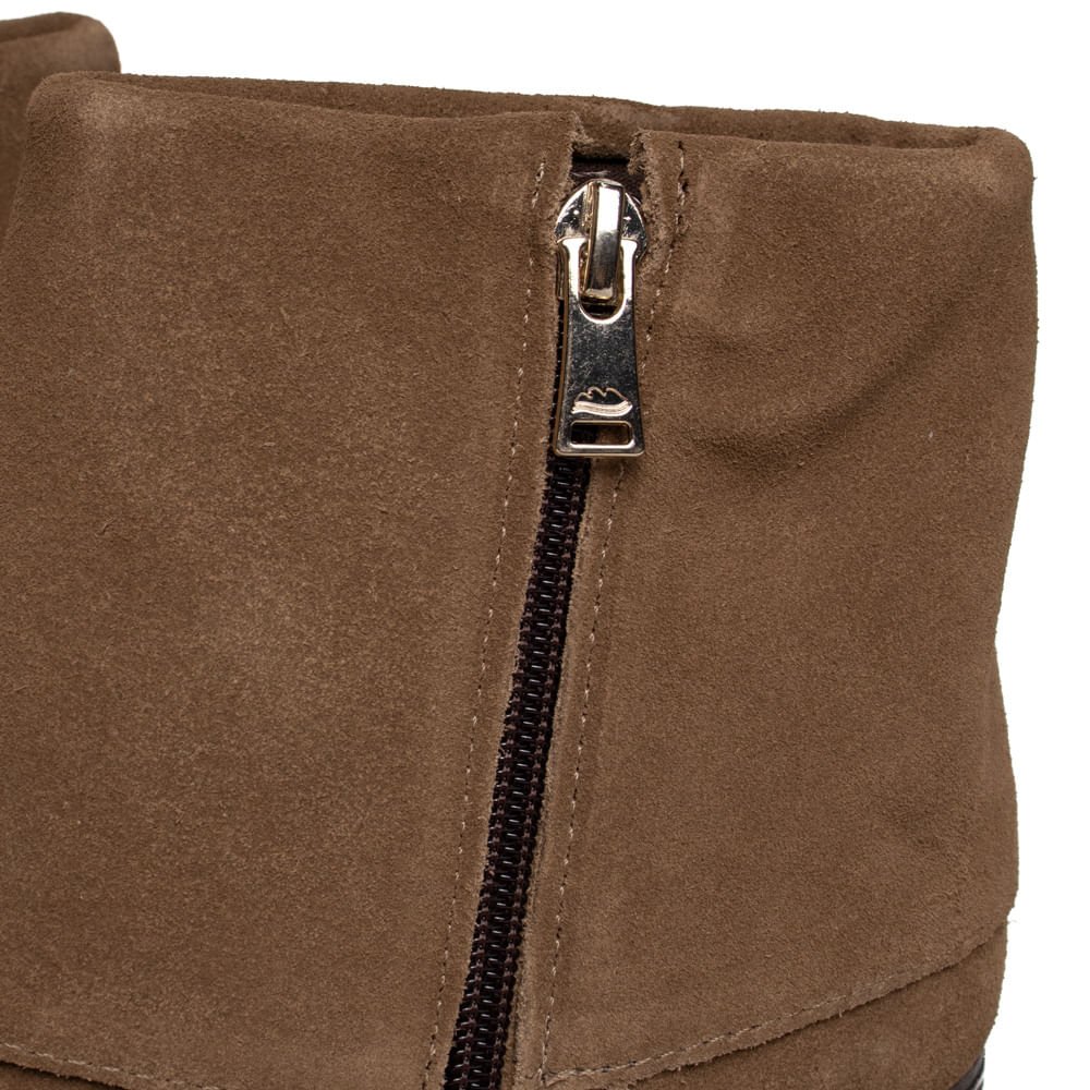 Bota Feminina Dakota Cano Curto Couro Camurça Marrom Marrom 5