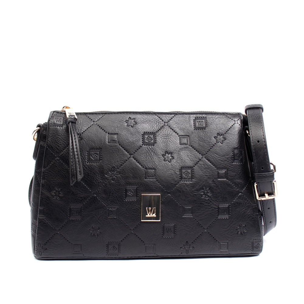 Bolsa Feminina WJ Transversal Média Monograma Preto