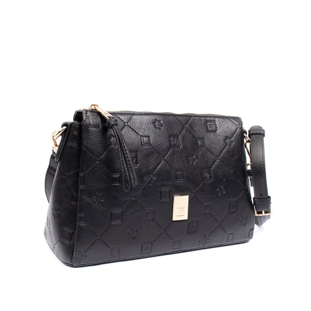 Bolsa Feminina WJ Transversal Média Monograma Preto Preto 3