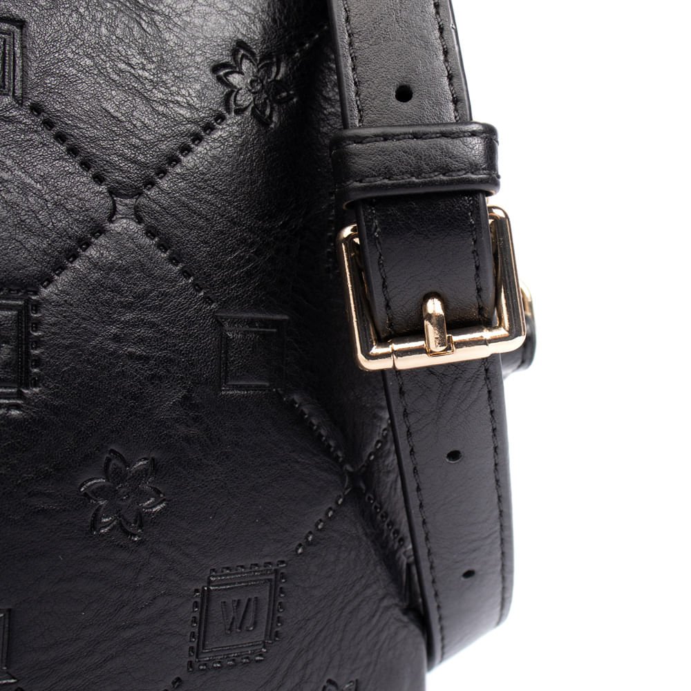 Bolsa Feminina WJ Transversal Média Monograma Preto Preto 4