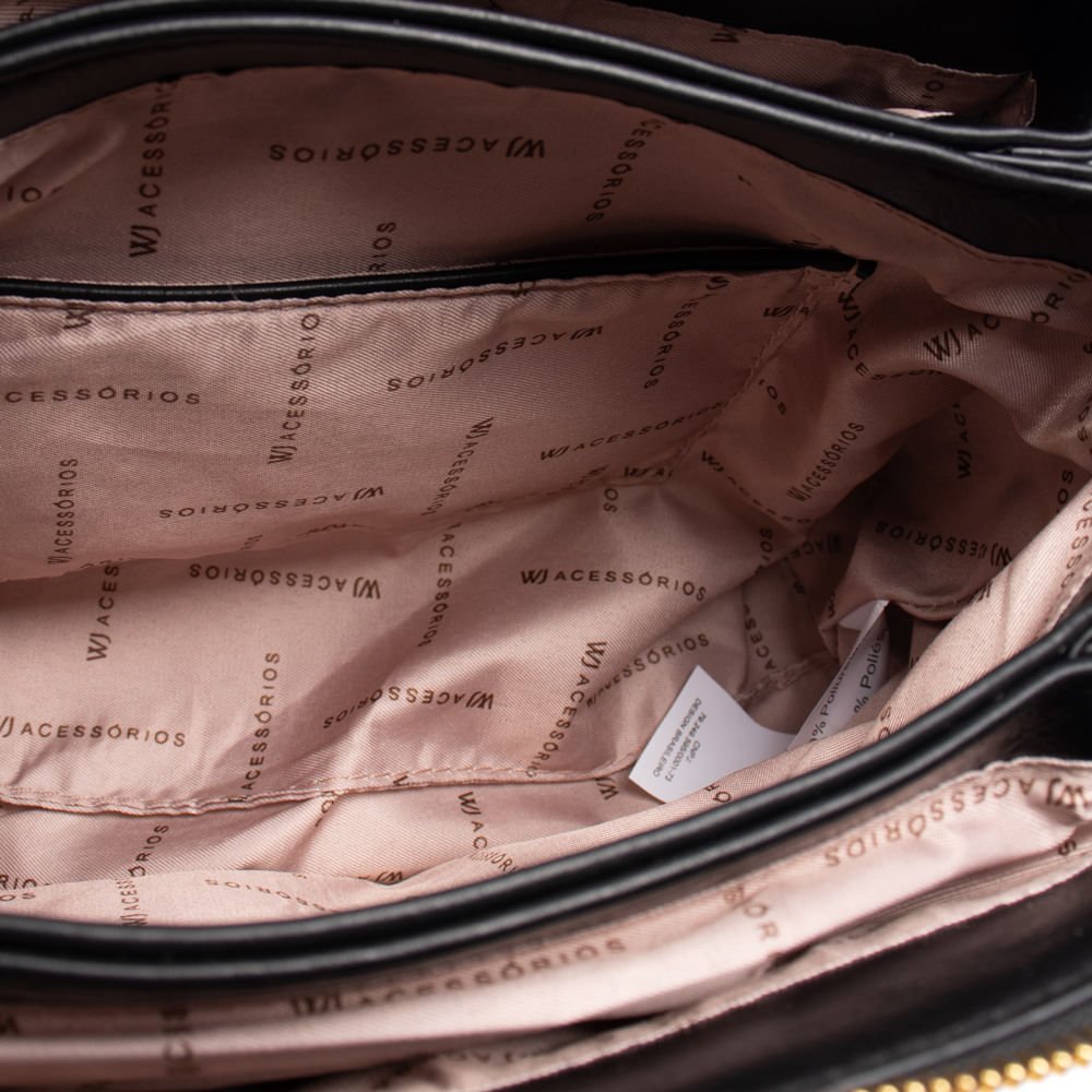 Bolsa Feminina WJ Transversal Média Monograma Preto Preto 5
