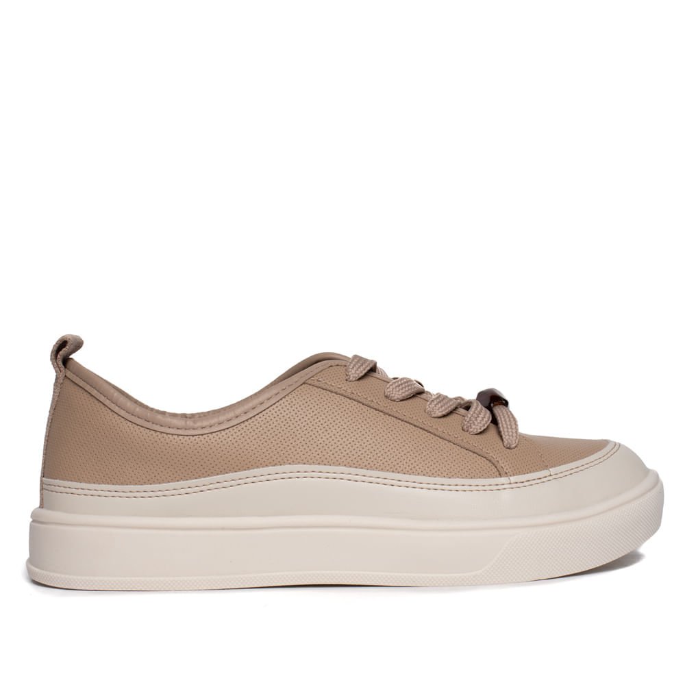 Tênis Feminino Beira Rio Napa Turim Casual Bege