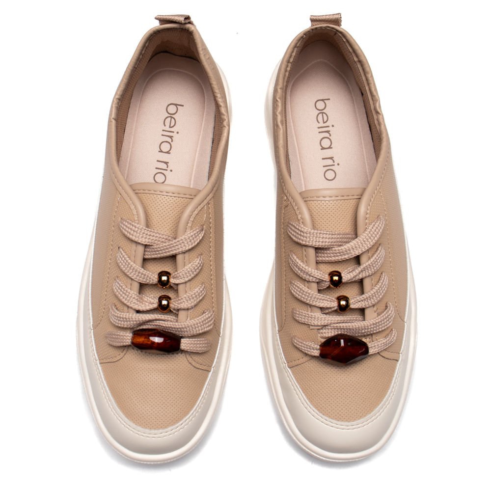 Tênis Feminino Beira Rio Napa Turim Casual Bege Bege 4