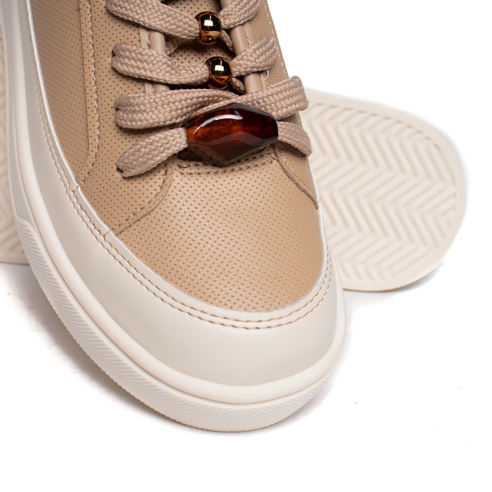 Tênis Feminino Beira Rio Napa Turim Casual Bege Bege 5