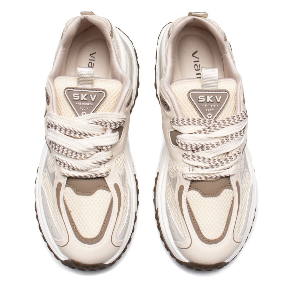 Tênis Feminino Via Marte Nobuck Casual Bege/Marrom Bege 4