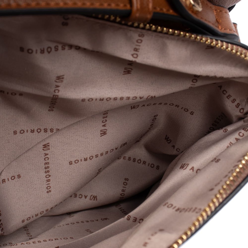 Bolsa Feminina WJ Tiracolo Média Texturizada Caramelo Marrom 4