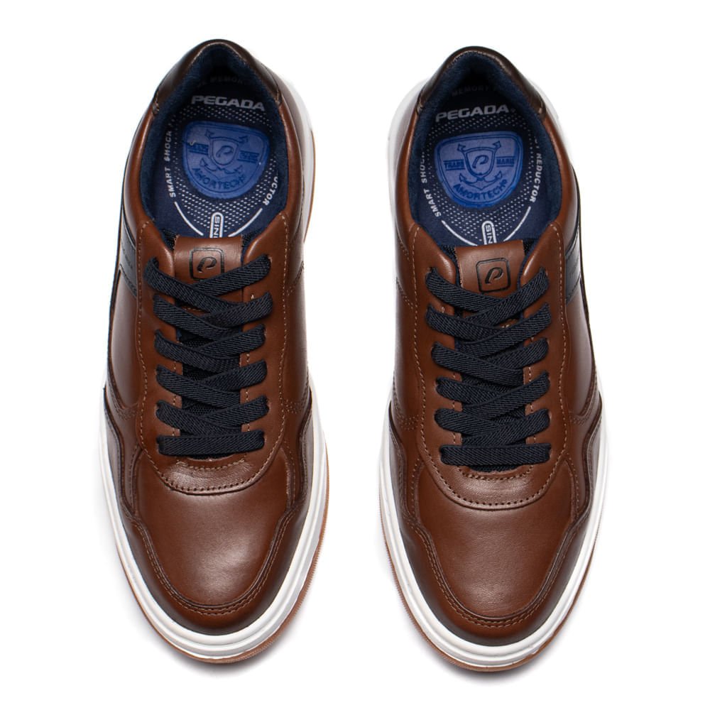 Sapato Masculino Pegada Stretch Social Couro Marrom Marrom 4