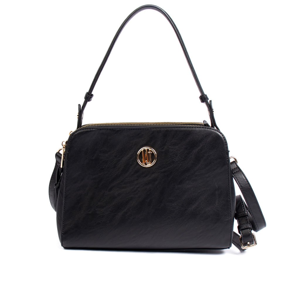 Bolsa Feminina WJ Tiracolo Média Texturizada Preto