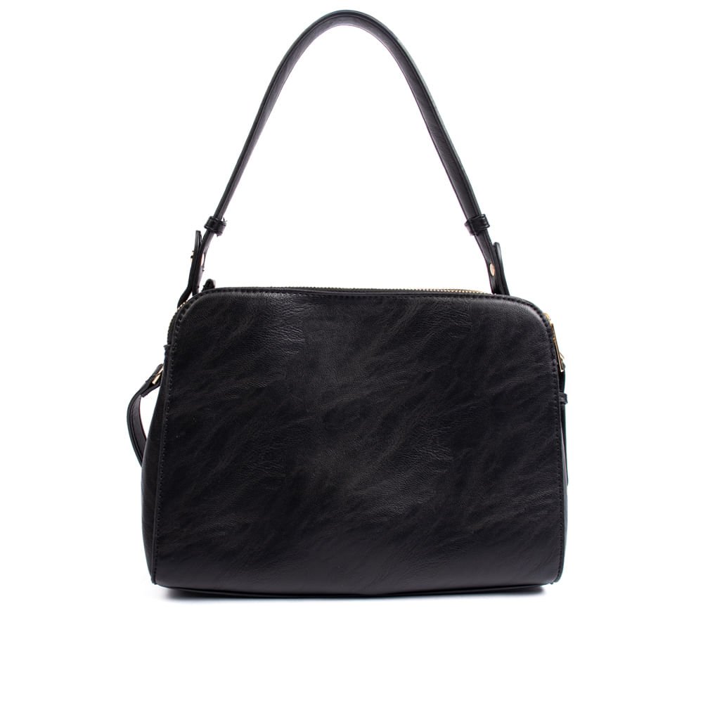 Bolsa Feminina WJ Tiracolo Média Texturizada Preto Preto 2