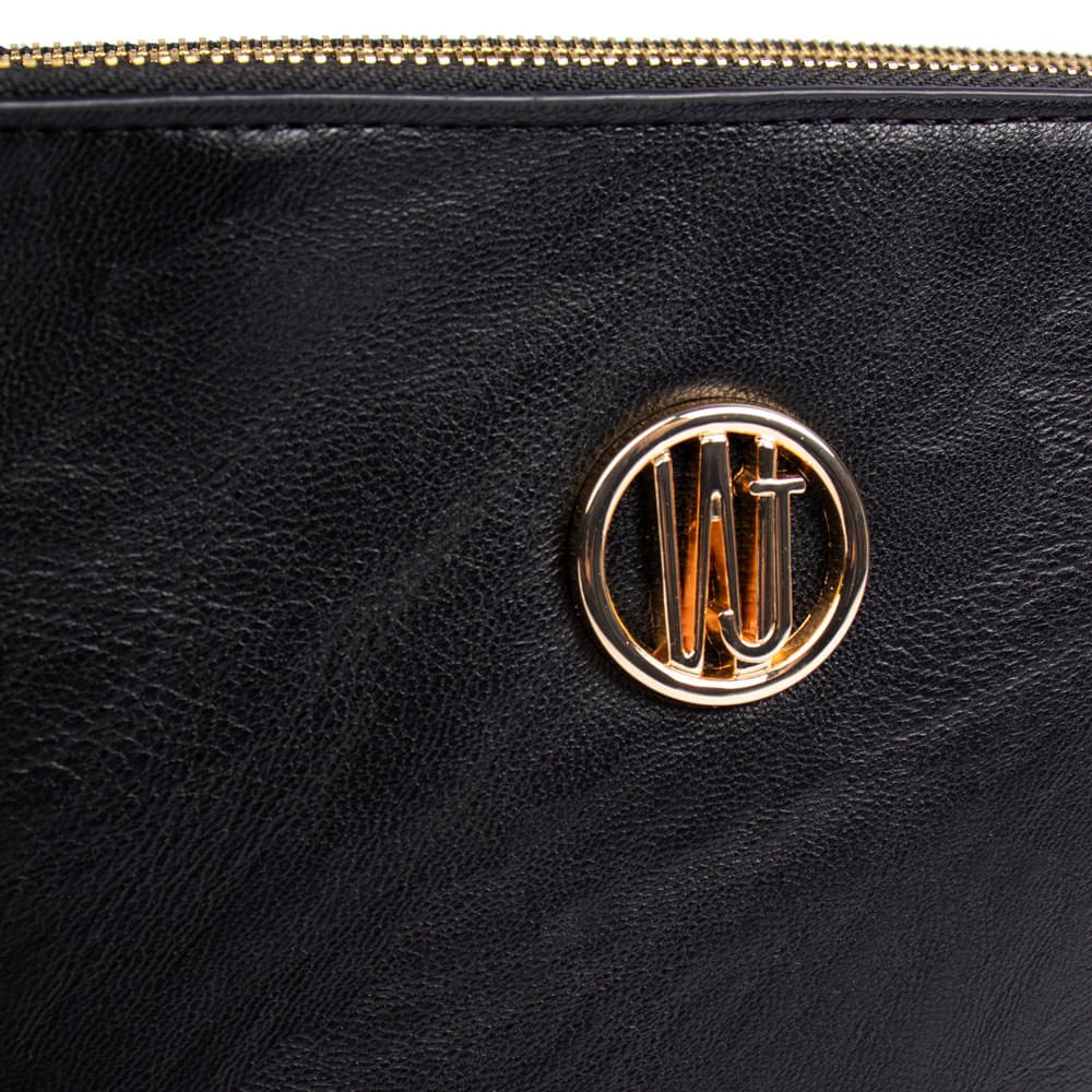 Bolsa Feminina WJ Tiracolo Média Texturizada Preto Preto 5