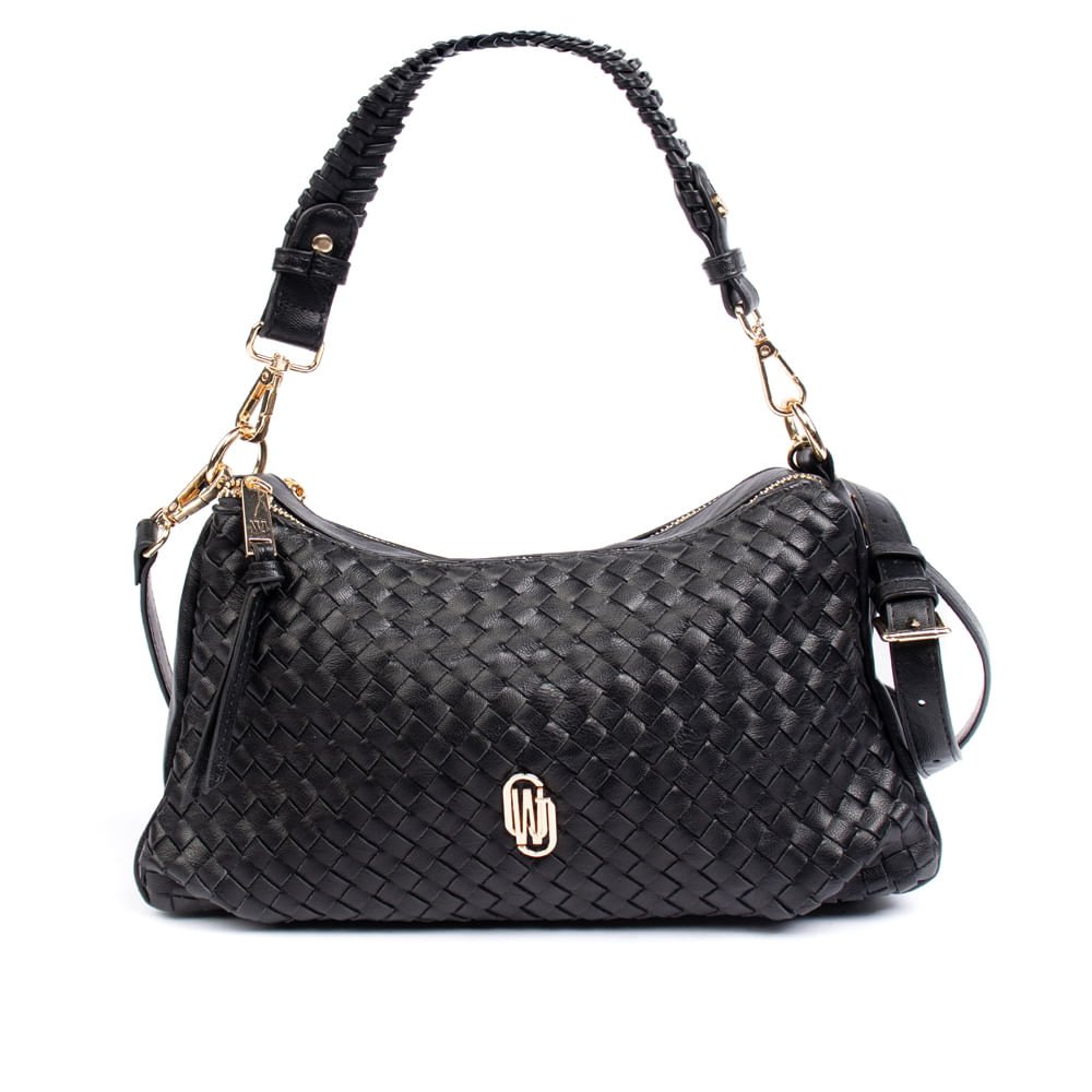 Bolsa Feminina WJ Transversal Média Tressê Preto