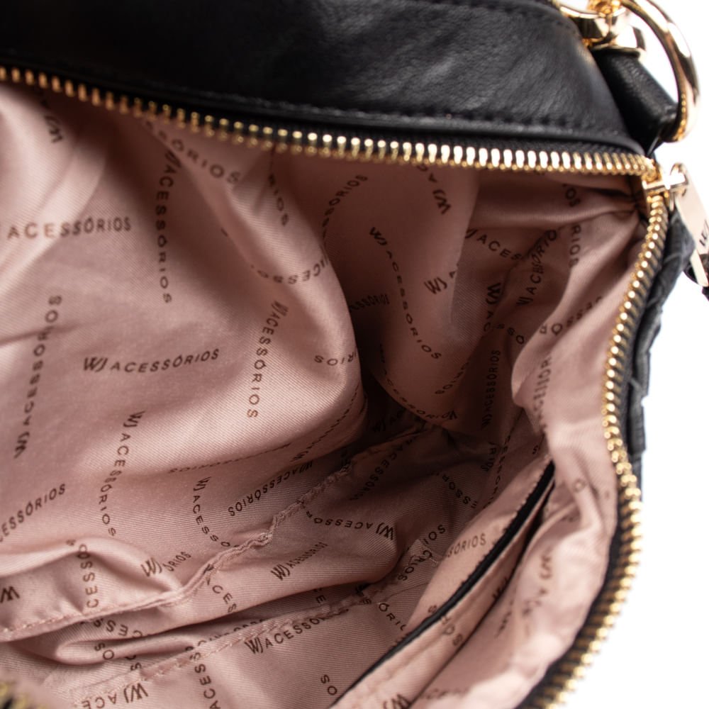 Bolsa Feminina WJ Transversal Média Tressê Preto Preto 4