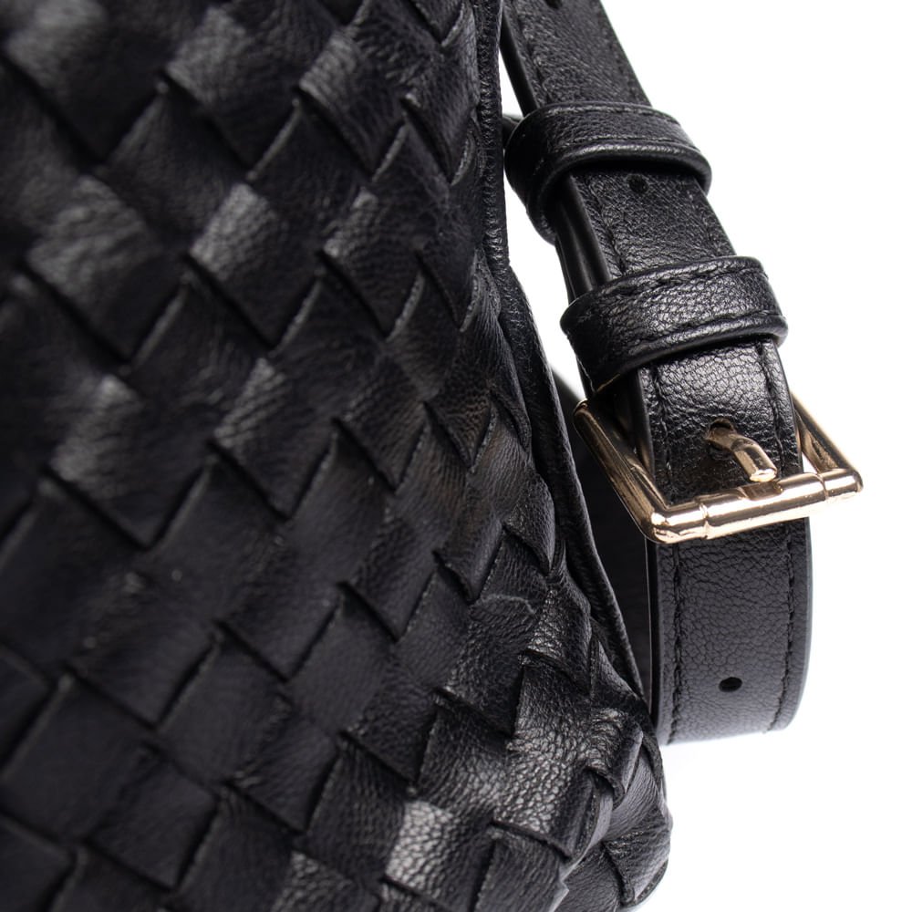 Bolsa Feminina WJ Transversal Média Tressê Preto Preto 5