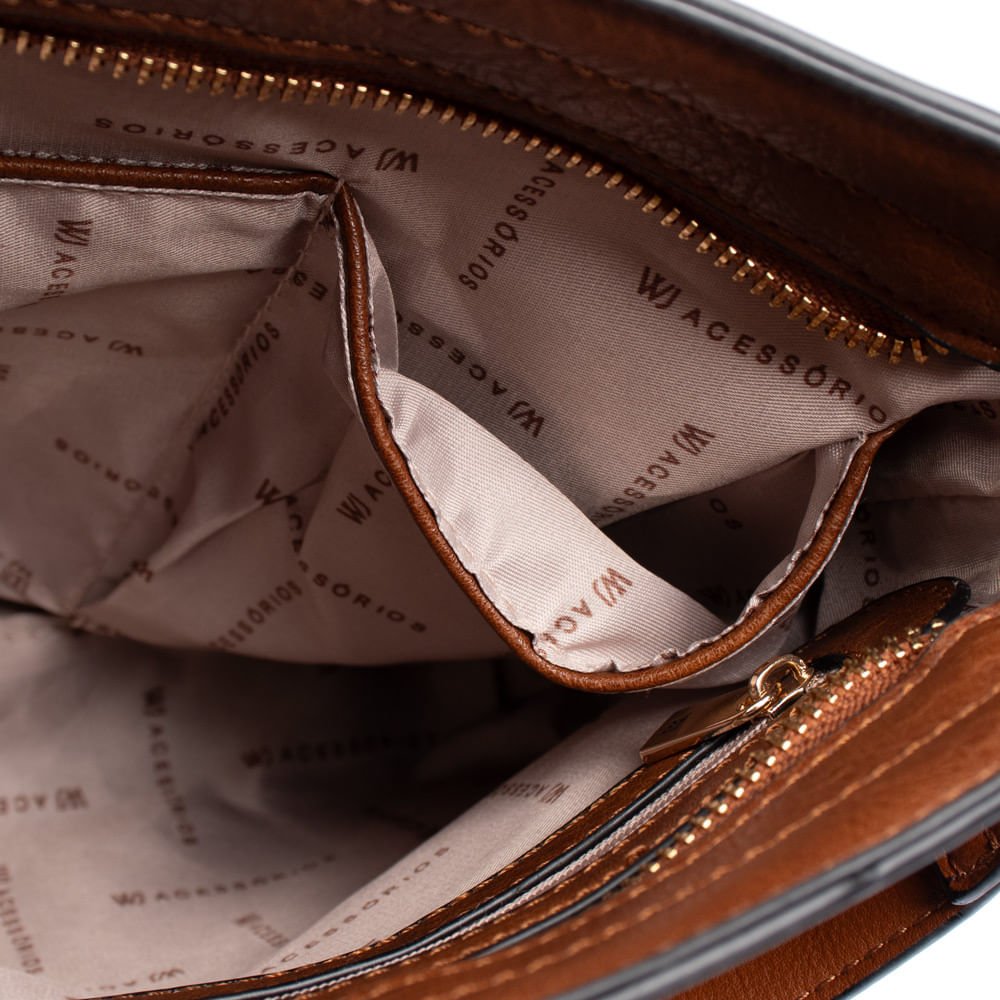 Bolsa Feminina WJ Transversal Média Caramelo Marrom 4