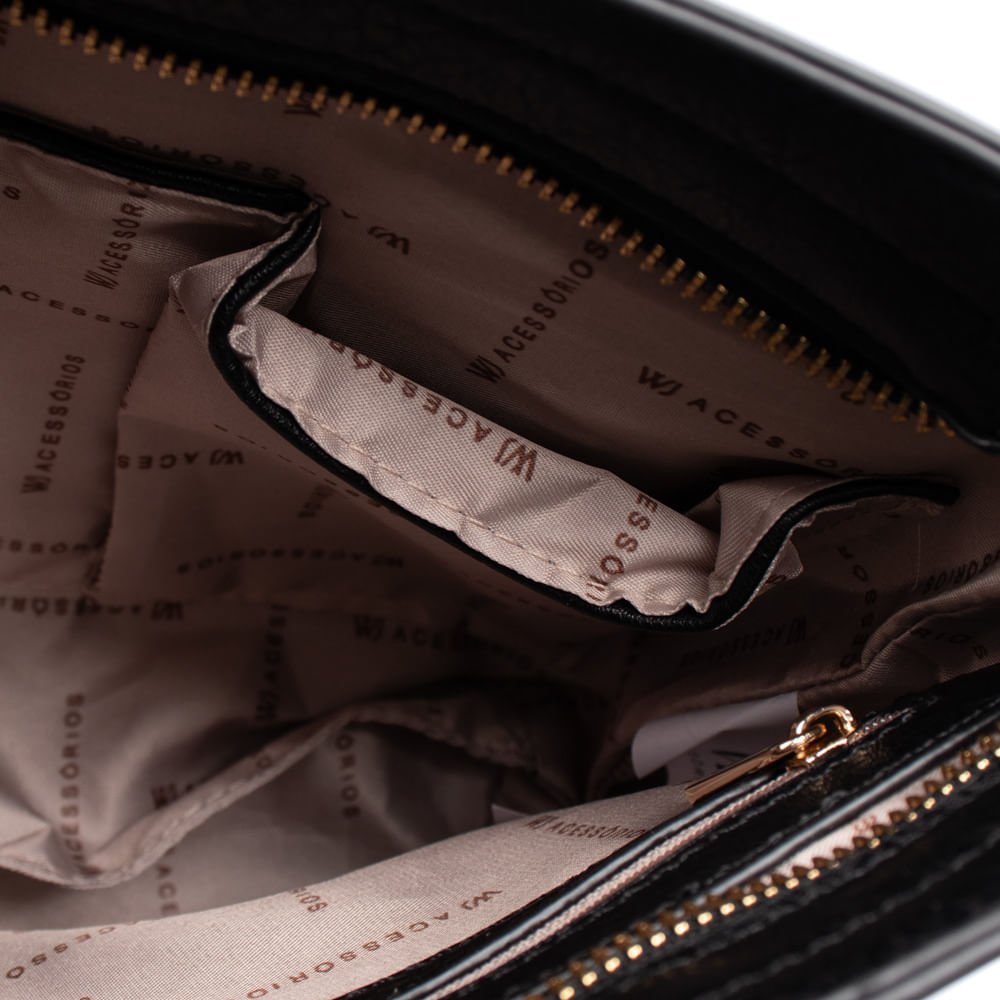 Bolsa Feminina WJ Transversal Média Preto Preto 4