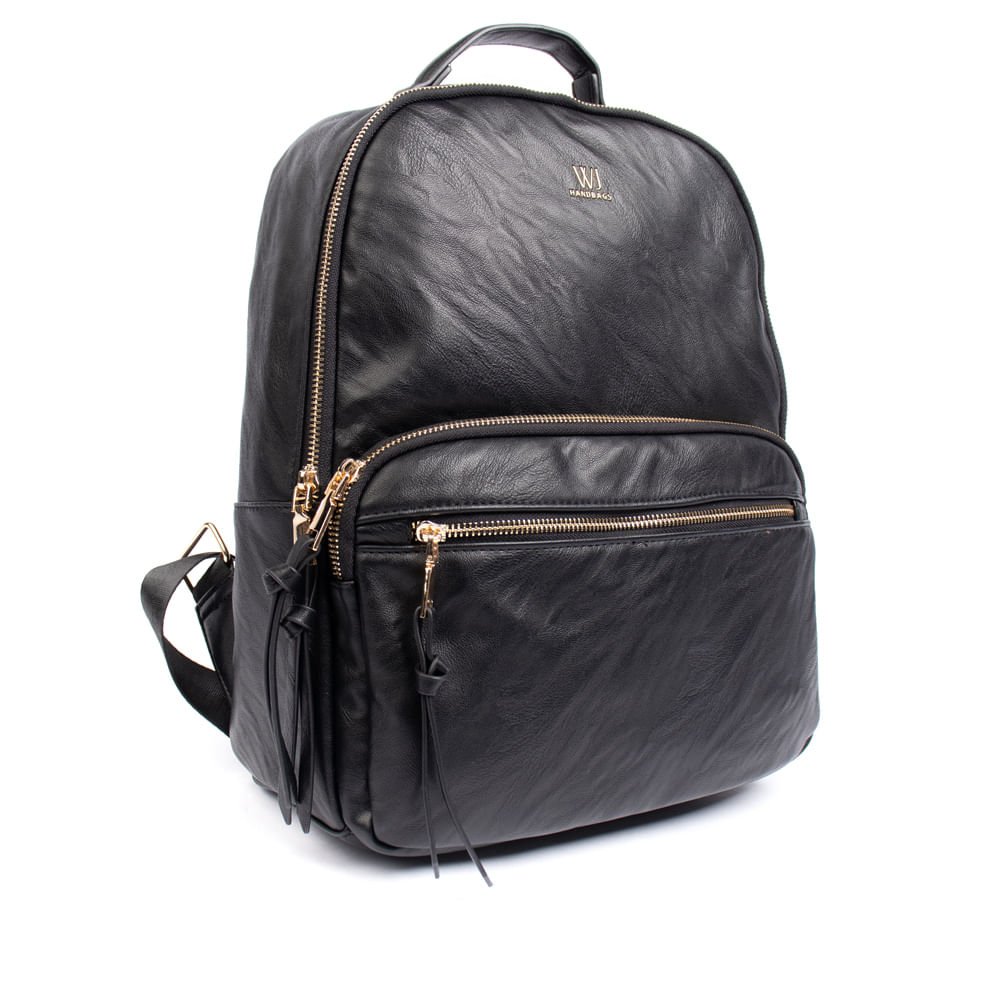 Mochila Feminina WJ Grande Burnished Preto Preto 3