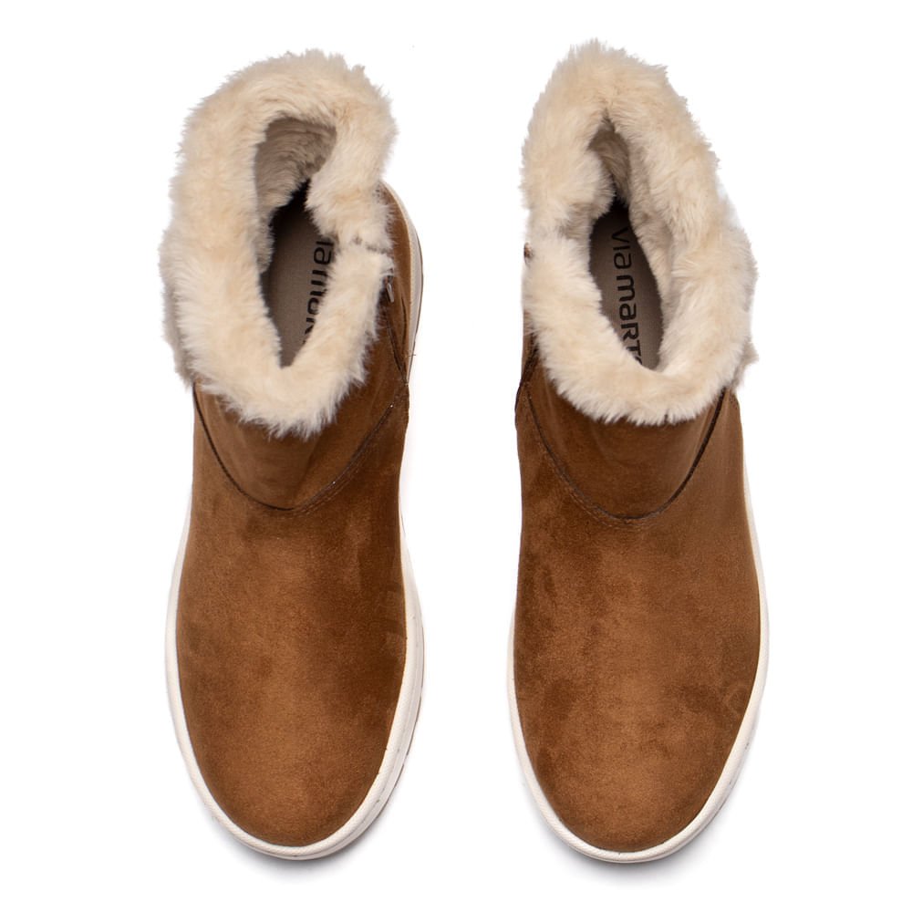 Bota Feminina Via Marte Cano Médio Camurça Caramelo/Branco Marrom 4