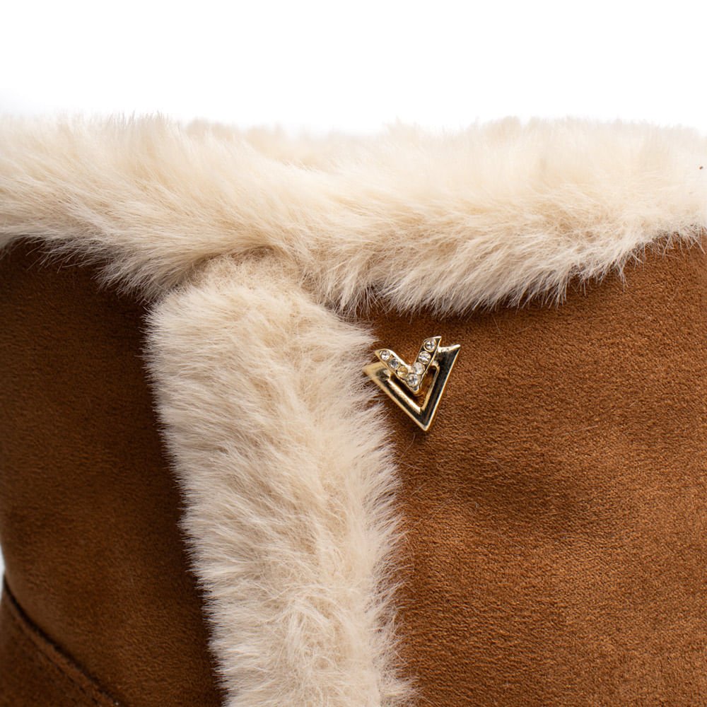 Bota Feminina Via Marte Cano Médio Camurça Caramelo/Branco Marrom 6