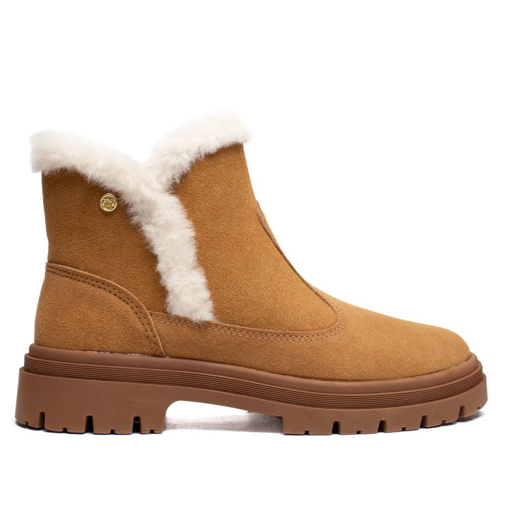 Coturno Feminino Moleca Camurção Pelo Inverno Caramelo