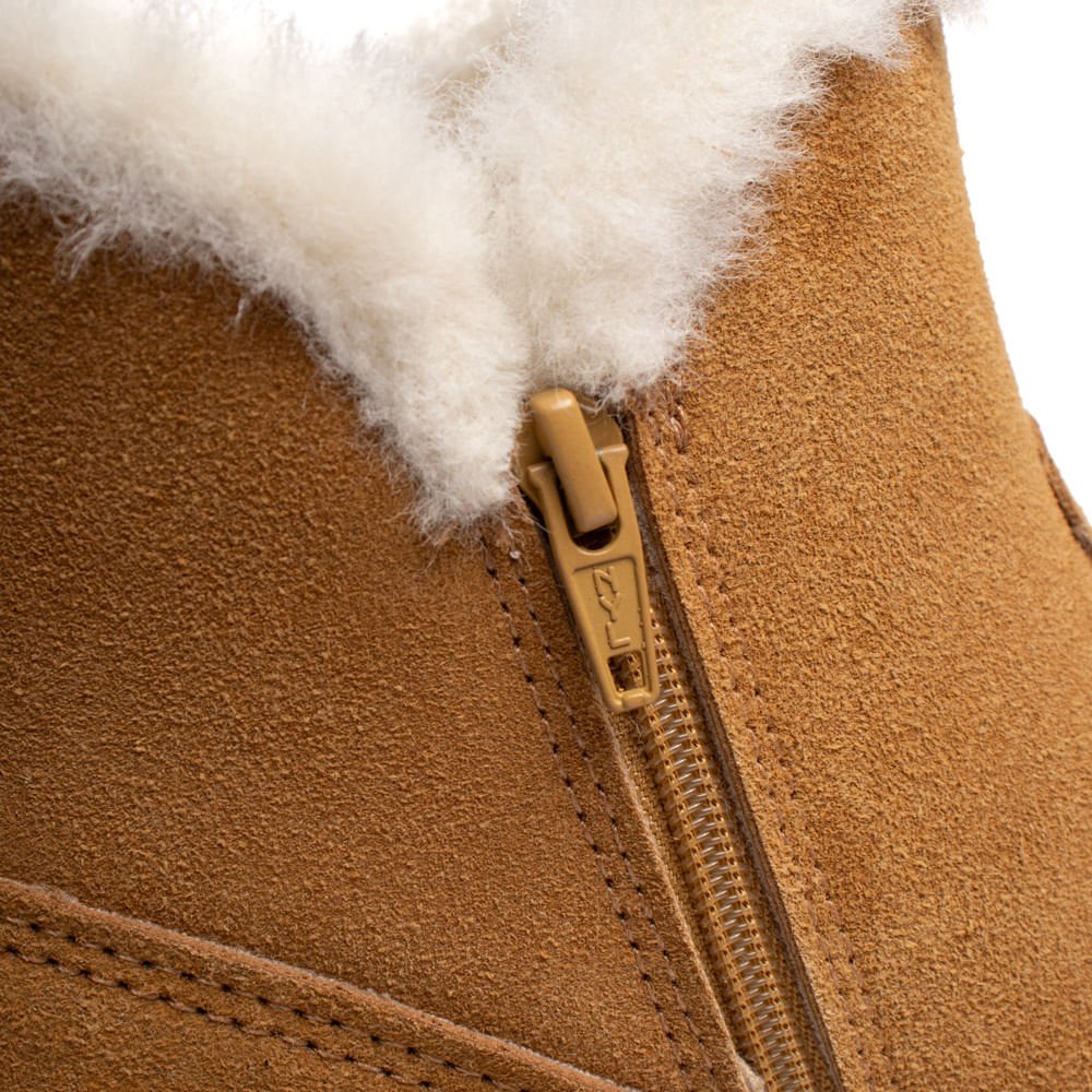 Coturno Feminino Moleca Camurção Pelo Inverno Caramelo Marrom 6