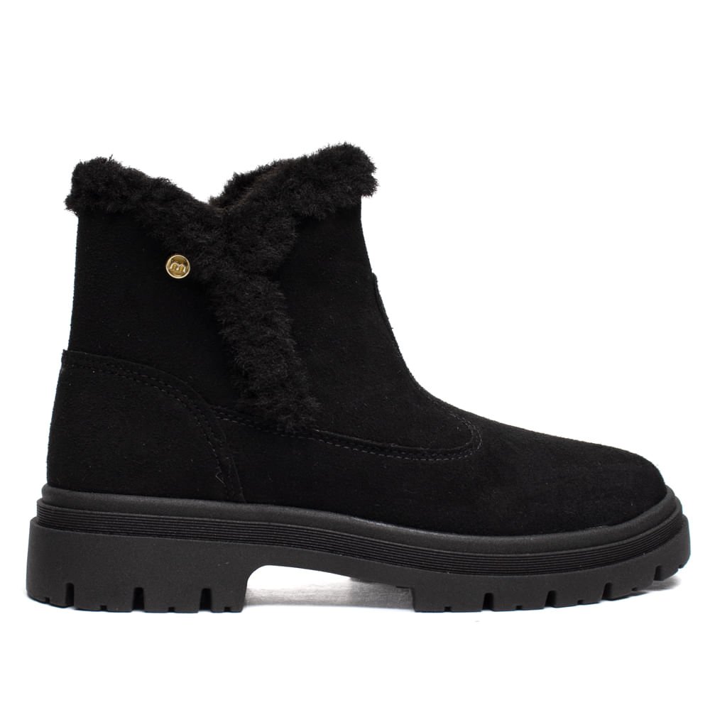 Coturno Feminino Moleca Camurção Pelo Inverno Preto