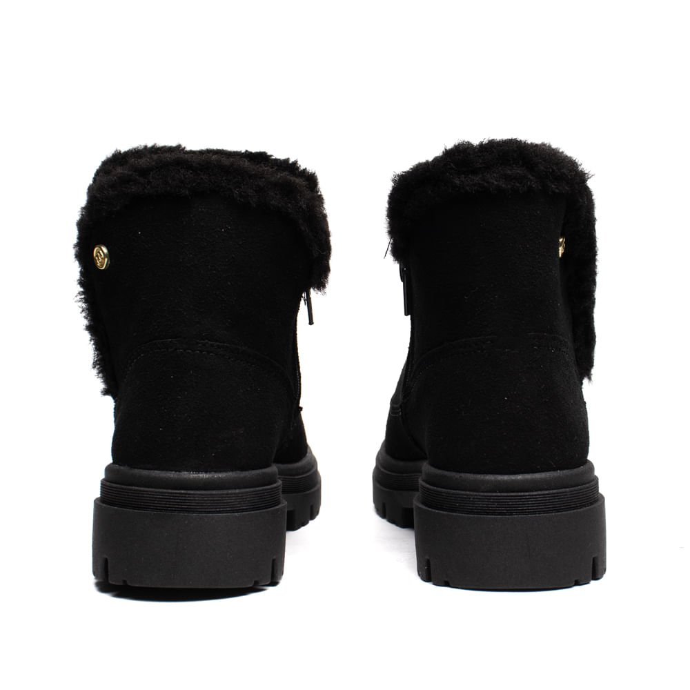 Coturno Feminino Moleca Camurção Pelo Inverno Preto Preto 3